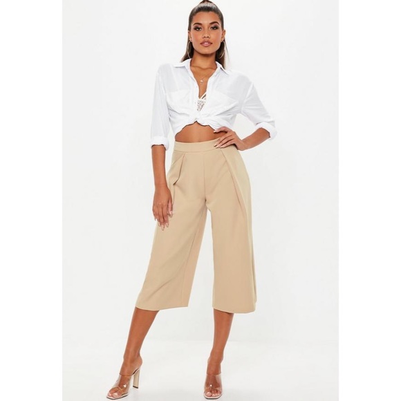 Nude Pleat Front Culotte Pants - Picture 1 of 3